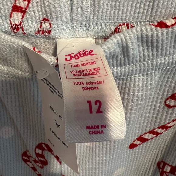 NWT- 2 Pc XMas PJ Set❤️ Lt Blue w Candy Cane Hearts , Long Pants & Henley Top - Picture 9 of 12
